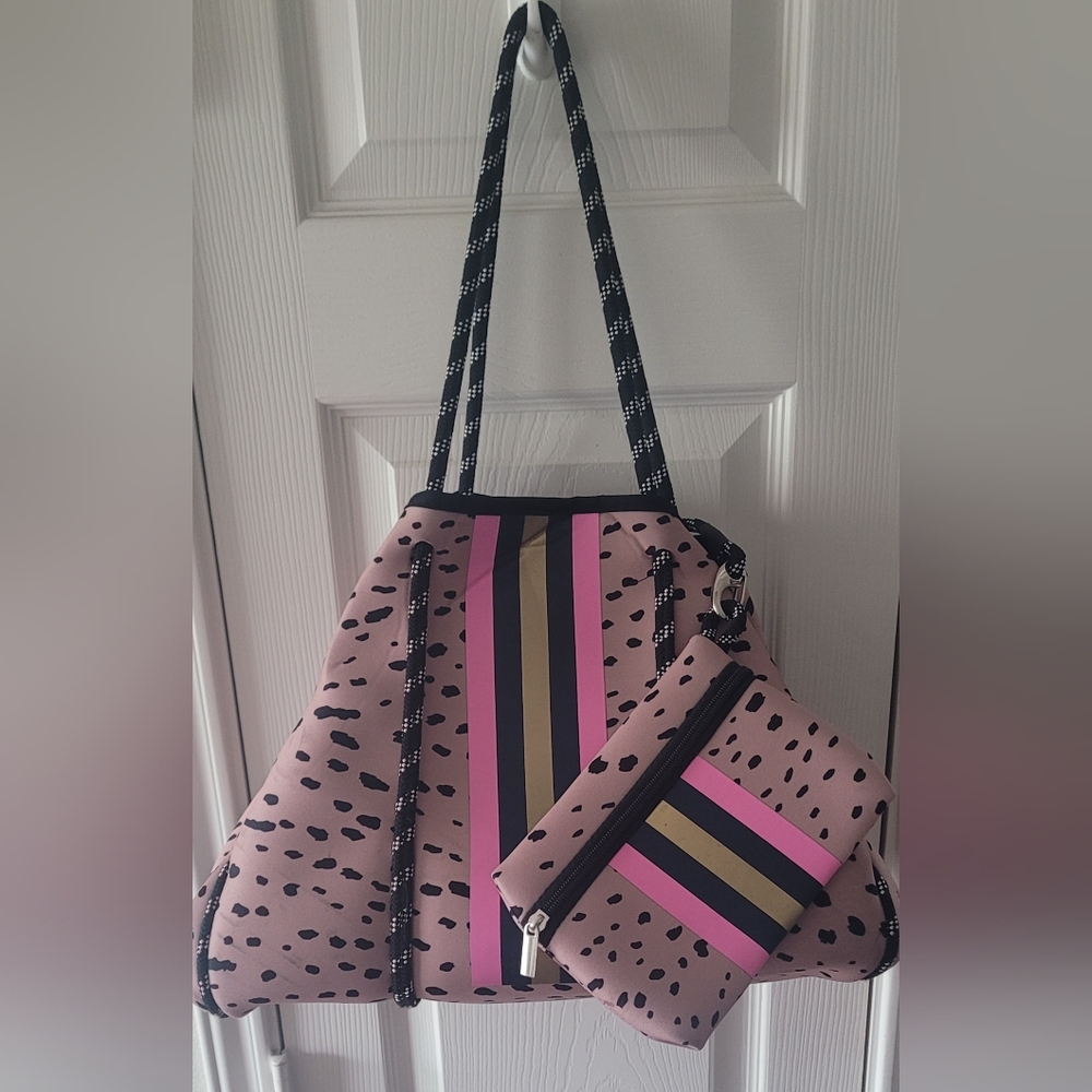 IBEE Stylish Pink & Black Beach Bag Set